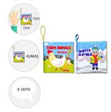 2 Kitap Tox İngilizce Çiftlik Hayvanları ve Kışlık Giysiler Kumaş Sessiz Kitap E124 E119 - Bez Kitap , Eğitici Oyuncak , Yumuşak ve Hışırtılı