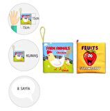 2 Kitap Tox İngilizce Çiftlik Hayvanları ve Meyveler Kumaş Sessiz Kitap E119 E126 - Bez Kitap , Eğitici Oyuncak , Yumuşak ve Hışırtılı