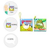 2 Kitap Tox İngilizce Çiftlik Hayvanları ve Safari Hayvanarı Kumaş Sessiz Kitap E119 E130 - Bez Kitap , Eğitici Oyuncak , Yumuşak ve Hışırtılı