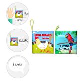 2 Kitap Tox İngilizce Çiftlik Hayvanları ve Uçan Hayvanlar Kumaş Sessiz Kitap E119 E139 - Bez Kitap , Eğitici Oyuncak , Yumuşak ve Hışırtılı