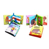2 Kitap Tox İngilizce Kışlık Giysiler ve Orman Hayvanları Kumaş Sessiz Kitap E124 E127 - Bez Kitap , Eğitici Oyuncak , Yumuşak ve Hışırtılı