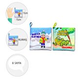 2 Kitap Tox İngilizce Kışlık Giysiler ve Safari Hayvanları Kumaş Sessiz Kitap E124 E130 - Bez Kitap , Eğitici Oyuncak , Yumuşak ve Hışırtılı