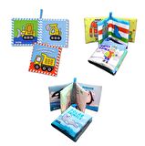 3 Kitap Tox İngilizce İş Makinaları , Kışlık Giysiler ve Kutup Hayvanları Kumaş Sessiz Kitap E118 E124 E125 - Bez Kitap , Eğitici Oyuncak , Yumuşak ve Hışırtılı