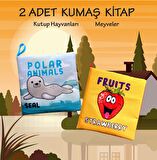 2 Kitap Tox İngilizce Kutup Hayvanları ve Meyveler Kumaş Sessiz Kitap E125 E126 - Bez Kitap , Eğitici Oyuncak , Yumuşak ve Hışırtılı