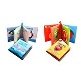 2 Kitap Tox İngilizce Kutup Hayvanları ve Meyveler Kumaş Sessiz Kitap E125 E126 - Bez Kitap , Eğitici Oyuncak , Yumuşak ve Hışırtılı