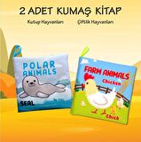 2 Kitap Tox İngilizce Kutup Hayvanları ve Çiftlik Hayvanları Kumaş Sessiz Kitap E125 E119 - Bez Kitap , Eğitici Oyuncak , Yumuşak ve Hışırtılı