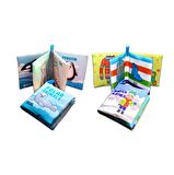 2 Kitap Tox İngilizce Kutup Hayvanları ve Kışlık Giysiler Kumaş Sessiz Kitap E125 E124 - Bez Kitap , Eğitici Oyuncak , Yumuşak ve Hışırtılı