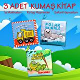 3 Kitap Tox İngilizce İş Makinaları , Kutup ve Safari Hayvanları Kumaş Sessiz Kitap E125 E118 E130 - Bez Kitap , Eğitici Oyuncak , Yumuşak ve Hışırtılı