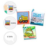 3 Kitap Tox İngilizce İş Makinaları , Kutup ve Safari Hayvanları Kumaş Sessiz Kitap E125 E118 E130 - Bez Kitap , Eğitici Oyuncak , Yumuşak ve Hışırtılı