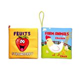 2 Kitap Tox İngilizce Meyveler ve Çiftlik Hayvanları Kumaş Sessiz Kitap E126 E119 - Bez Kitap , Eğitici Oyuncak , Yumuşak ve Hışırtılı