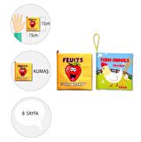 2 Kitap Tox İngilizce Meyveler ve Çiftlik Hayvanları Kumaş Sessiz Kitap E126 E119 - Bez Kitap , Eğitici Oyuncak , Yumuşak ve Hışırtılı