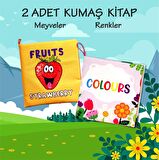 2 Kitap Tox İngilizce Meyveler ve Renkler Kumaş Sessiz Kitap E126 E129 - Bez Kitap , Eğitici Oyuncak , Yumuşak ve Hışırtılı