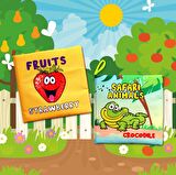 2 Kitap Tox İngilizce Meyveler ve Safari Hayvanları Kumaş Sessiz Kitap E126 E130 - Bez Kitap , Eğitici Oyuncak , Yumuşak ve Hışırtılı