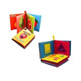 2 Kitap Tox İngilizce Meyveler ve Şekiller Kumaş Sessiz Kitap E126 E131 - Bez Kitap , Eğitici Oyuncak , Yumuşak ve Hışırtılı