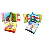 2 Kitap Tox İngilizce Orman Hayvanları ve Kışlık Giysiler Kumaş Sessiz Kitap E127 E124 - Bez Kitap , Eğitici Oyuncak , Yumuşak ve Hışırtılı