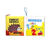 2 Kitap Tox İngilizce Orman Hayvanları ve Rakamlar Kumaş Sessiz Kitap E127 E128 - Bez Kitap , Eğitici Oyuncak , Yumuşak ve Hışırtılı