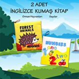 2 Kitap Tox İngilizce Orman Hayvanları ve Rakamlar Kumaş Sessiz Kitap E127 E128 - Bez Kitap , Eğitici Oyuncak , Yumuşak ve Hışırtılı