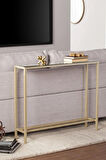 Modern Gold Renk Metal İskeletli Temper Camlı Raflı Dresuar Konsol