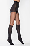 Kadın Siyah Çizme Çorapı Külotlu Çorap