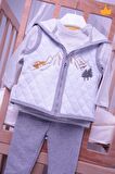 Babyhola Elyaf Dolgulu 1 Tog Kapitone Yelek Badi Pantolon Erkek Bebek 3'lü Takım 12610