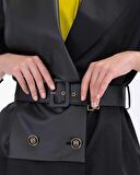 Scl Kemer Detaylı Siyah Kadın Trençkot 2321901006