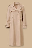Kadın Cepli Düğmeli Diz Altı Trençkot - BEJ | 44