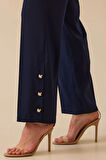 Kadın Paça Detaylı Cepli Düğmeli Pantolon - Lacivert | 38
