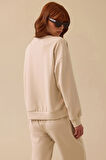 Seçil Kadın Yuvarlak Yaka Taş İşlemeli Sweatshirt 0001 Bej