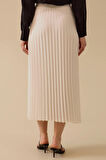 Seçil Kadın Elastik Bel Pliseli Etek 1011 Ekru