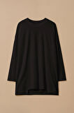 Kadın Yuvarlak Yaka Basic Tunik - Siyah | M