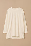 Kadın Yuvarlak Yaka Basic Tunik - Ekru | M