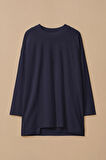 Kadın Yuvarlak Yaka Basic Tunik - Lacivert | S