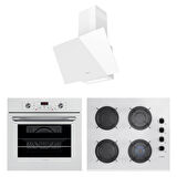 Lanova İnci 3206W01 - G16400-202 - 3220W6 Beyaz Cam Ankastre Set