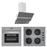 Lanova Gümüş 4406G01 - G16400-217 - E3130G6 Gri Cam Ankastre Set