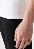 Mavi V Yaka Beyaz Basic Tişört 061313-622