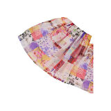 Kız ÇocukPatchwork Desenli Katlı Beli Lastikli Etek Pembe