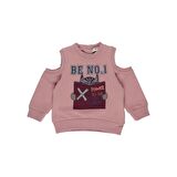 Panço Kız Bebek  Omuz Detaylı Baskılı Sweatshirt