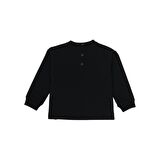 Panço Kız Çocuk 3 Boyutlu Kaset Baskılı Sweatshirt Siyah