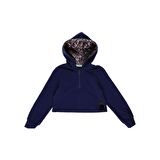 Panço Kız Çocuk   Kapitone Detaylı Crop Sweatshirt