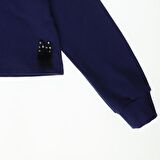 Panço Kız Çocuk   Kapitone Detaylı Crop Sweatshirt