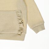 Panço Kız Bebek Cebi Fırfır Detaylı Kapüşonlu Sweatshirt