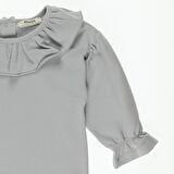 Panço Kız Bebek Fırfır Detaylı Kolları Büzgülü Sweatshirt