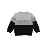 Panço Kız Bebek Peluş Detaylı Yazı Nakışlı Sweatshirt