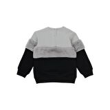 Panço Kız Bebek Peluş Detaylı Yazı Nakışlı Sweatshirt