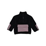 Panço Erkek Çocuk Kanguru Cepli Peluş Sweatshirt Siyah