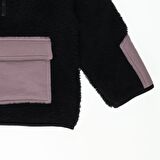 Panço Erkek Çocuk Kanguru Cepli Peluş Sweatshirt Siyah