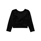 Panço Kız Çocuk  Önü Detaylı Kadife Uzun Kollu T-shirt