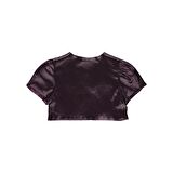 Panço Kız Çocuk Kolları Büzgü Detaylı Crop Ceket Mor