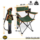 FUNKY CHAIRS Camper Katlanabilir Kamp Piknik Sandalyesi - Petrol Yeşili/Turuncu