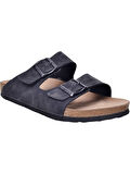Fly Soft S903-002 Erkek İki Tokalı Mantar Tabanlı Yazlık Comfort Terlik Siyah